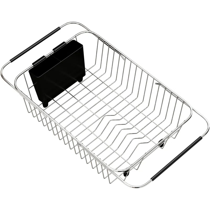 THE GLAMOUR BOUTIQUES Adjustable Over Sink Dish Rack Stainless Steel Dish Drying Rack On Counter Or In Sink, Rustproof