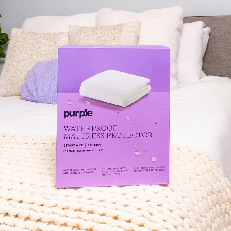 Purple Purple Waterproof Mattress Protector Standard