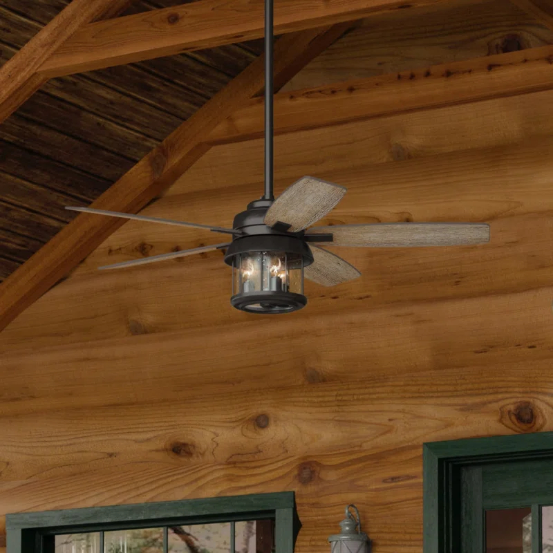 Hunter Fan 52" Coral Bay 5 - Blade Outdoor Standard Ceiling Fan with Remote Control and Light Kit Included