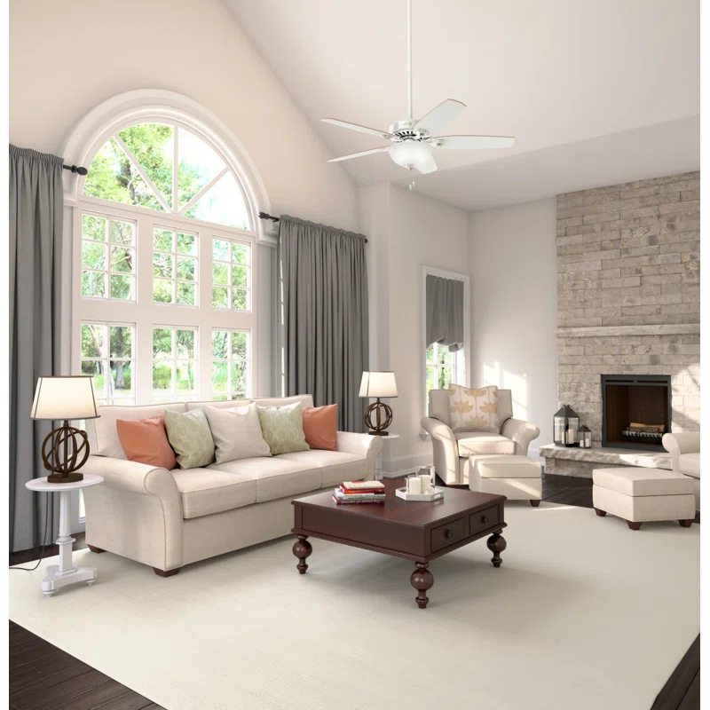 Hunter Fan 52" Builder Deluxe 5 - Blade Standard Ceiling Fan with Pull Chain and Light Kit Included