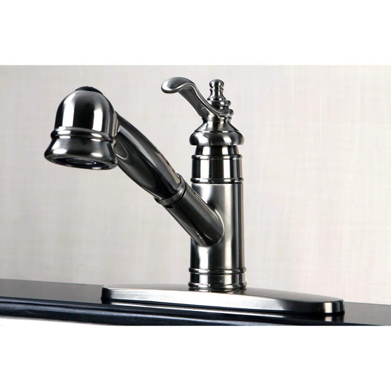 Kingston Brass Templeton Single-Handle 1-or-3 Hole Deck Mount Pull-Out Sprayer Kitchen Faucet