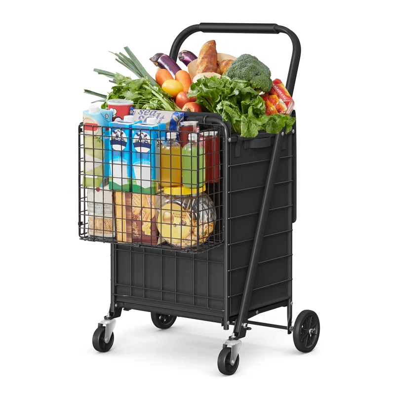 Songmics Heavy Duty Grocery Cart With 360° Swivel Wheels