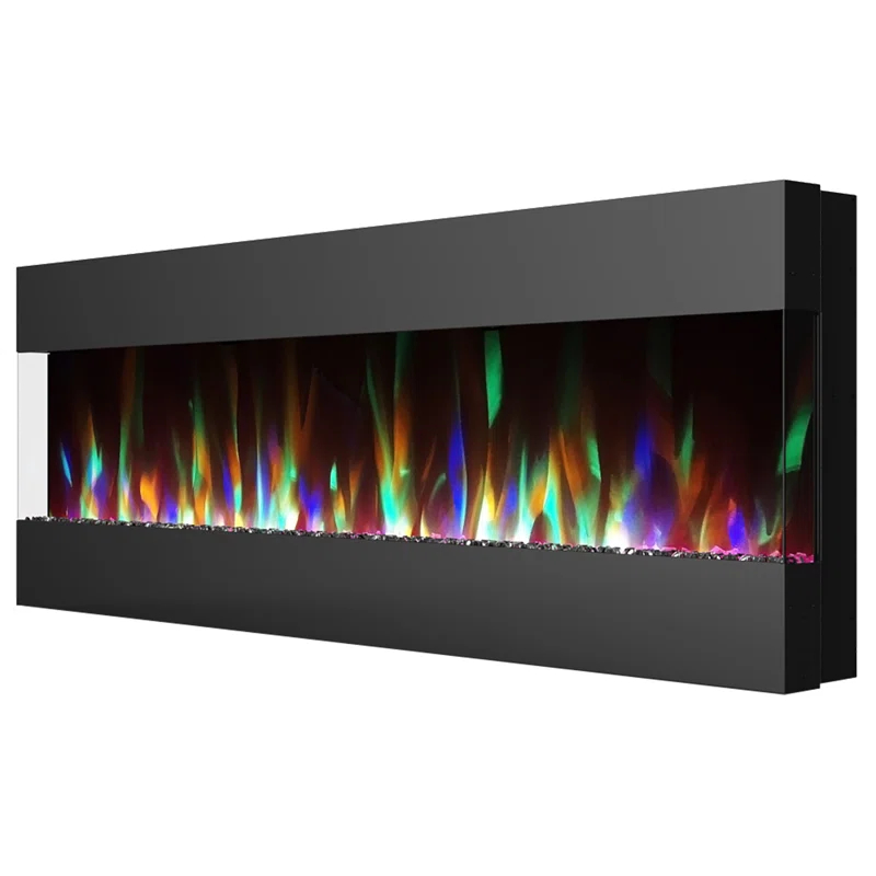 Cambridge Cambridge Recessed Wall Mounted Electric Fireplace with Crystal Rock Display