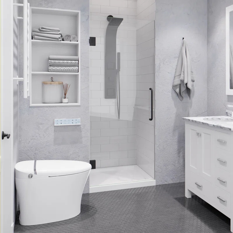 ANZZI SD-AZ09-02GB ANZZI Passion Series 30 In. X 72 In. Frameless Hinged Shower Door With Stainless Steel Handle In Gunmetal