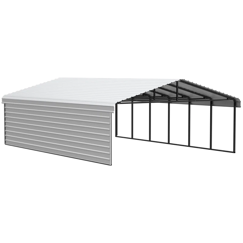 Arrow 29 x 20 ft Eggshell Carport with 1-sided Enclosure