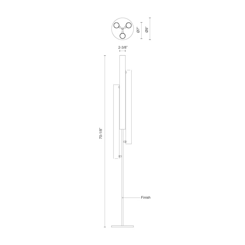 Kuzco Lighting Gramercy 70.13'' Black LED Column Floor Lamp