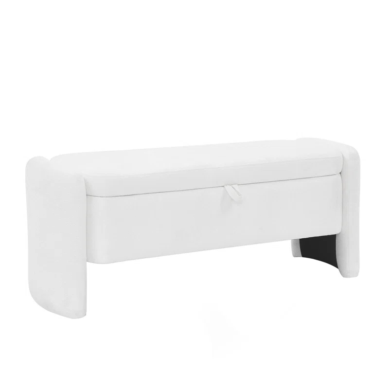 Wrought Studio™ Oval Ottoman Orange Storage Bench Chenille Fabric Bench