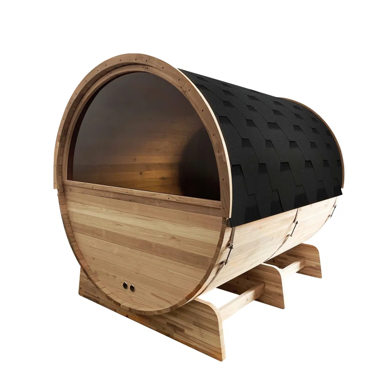 ALEKO Red Cedar Barrel Sauna with Panoramic Window - 8 kW UL Certified KIP Harvia Heater - 6-8 Person | Wayfair
