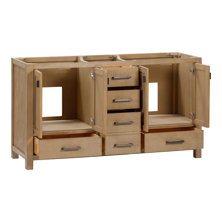 Mercury Row® Souther 60'' Double Bathroom Vanity Base Only in Brushed Oak Finish
