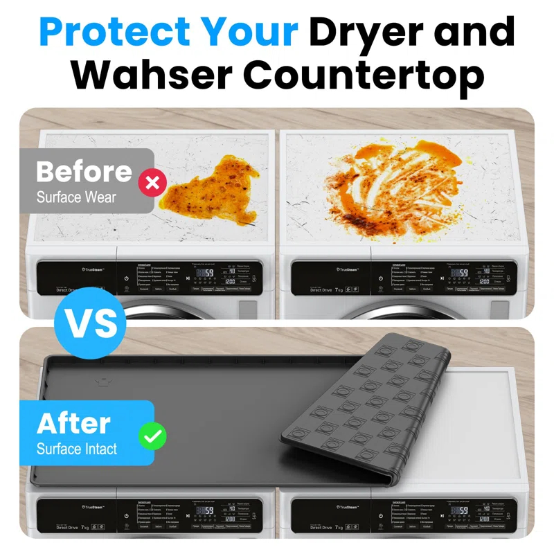 chuangyanUS Washer Dryer Countertop, 54"×26.8" Washer And Dryer Covers,Non-Slip Waterproof Washing Machine Cover Protector Top Load