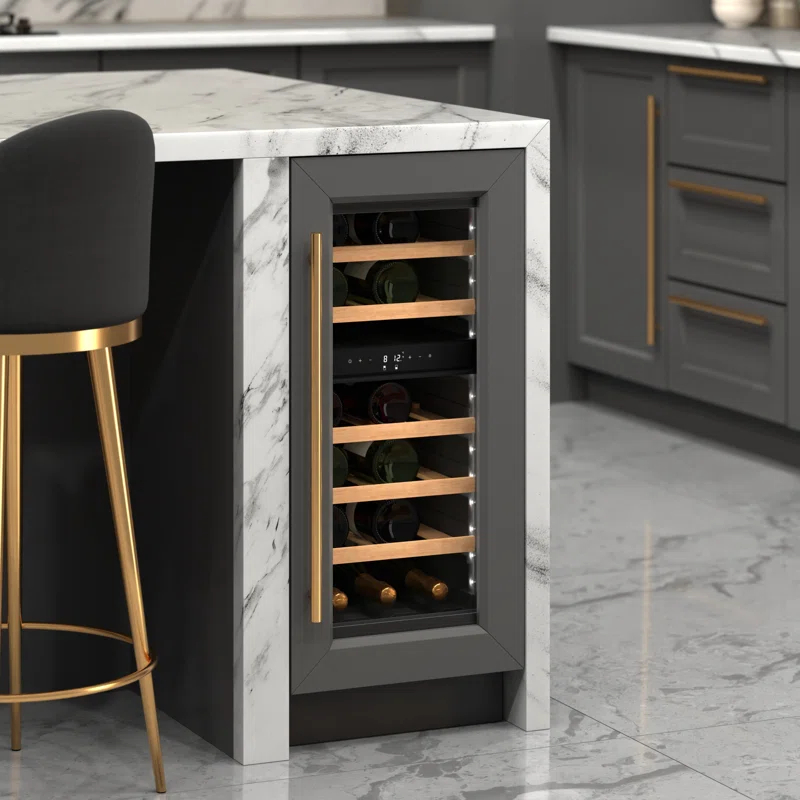 KoolMore KoolMore Reserve 15 in. Under-Counter Panel Ready Dual Zone 23 Bottle Wine Cooler Shelves
