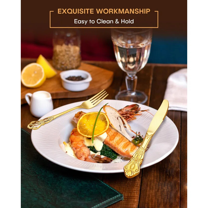 Astoria Grand 24-Piece Stainless Steel Royal Silverware Set for 4 - Complete Cutlery Set with Forks, Spoons, Knives, and Gift Box