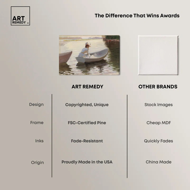 Art Remedy Woman in a Rowing Boat Canvas Classic Female Portraits by Art Remedy