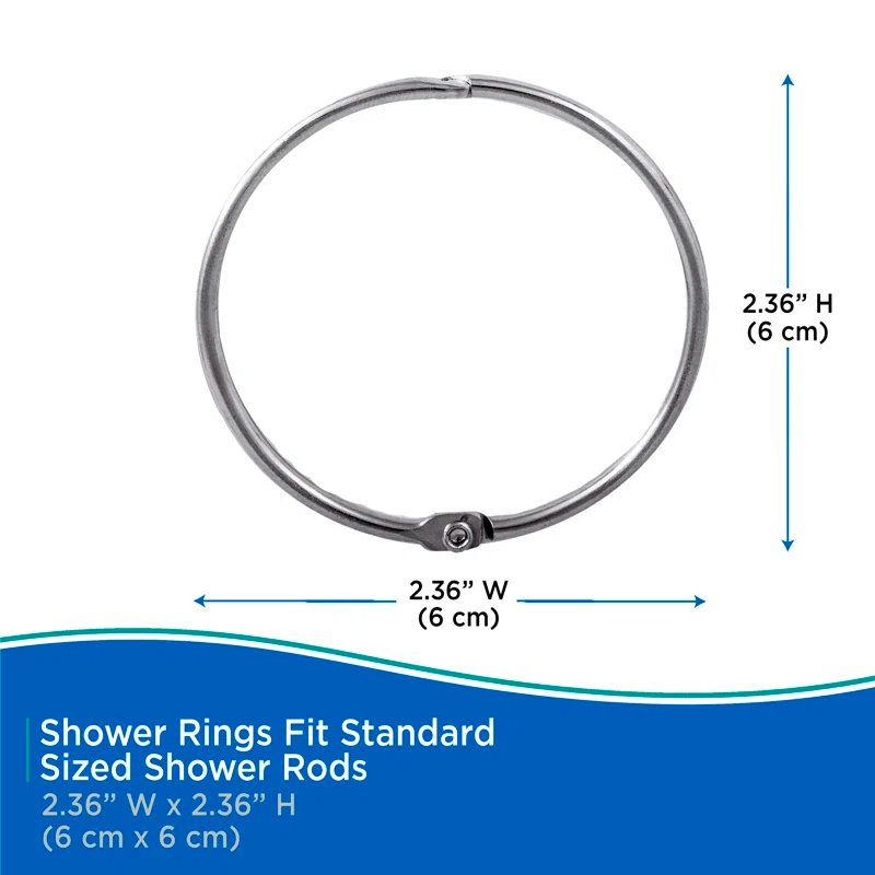 Kenney Kenney Rust-Resistant Metal Circular O-Ring Shower Curtain Rings, Chrome (Set of 12)