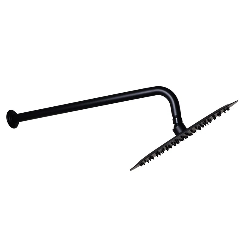 Westbrass COSHR1203-62 12" Round Thin Rainfall Shower Head with 1/2" IPS x 19" IPS Wall Mount 90-Degree Arm and Flange