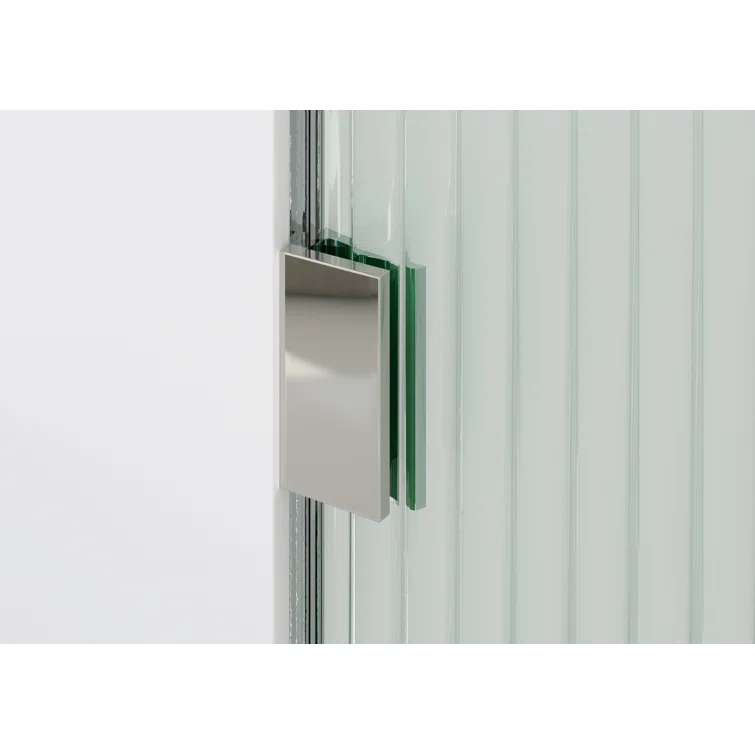 Glass Warehouse Aurora 30 in. x 58.25 in. Frameless Fluted Radius Single Fixed Bath Panel B-FL-RAD-30-L-CH