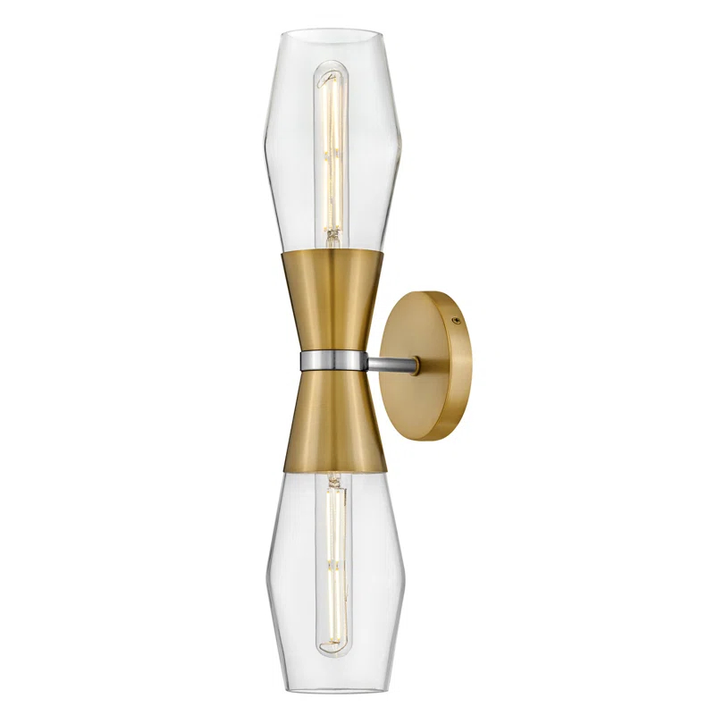 Lark Livie 2-Light Tall Angular Wall Sconce with On/Off Button