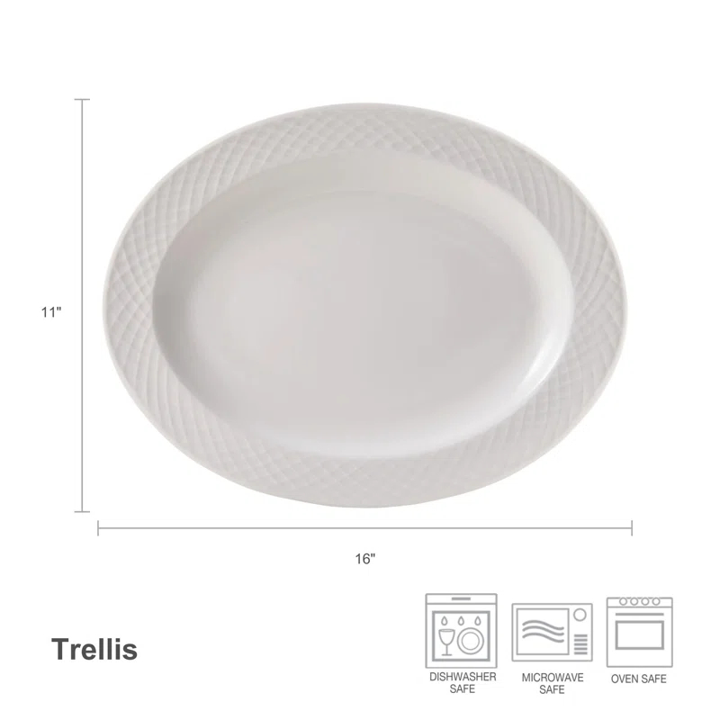 Mikasa Mikasa Trellis 16in. Lightweight Chip-Resistant Bone China Serving Platter
