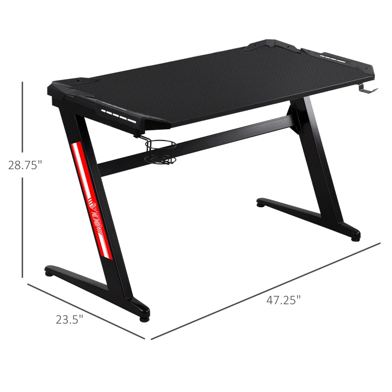 HomCom Adjustable Metal Base Computer Desk