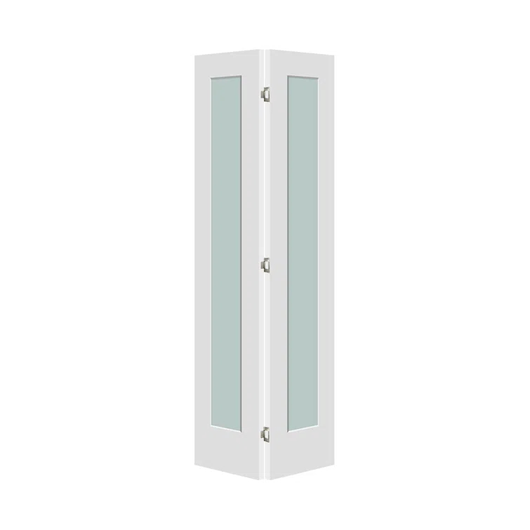 Luxdecor 80'' Solid Core Manufactured Wood 1-Lite Frosted Glass Bi-fold Door With Installation Hardware Kit