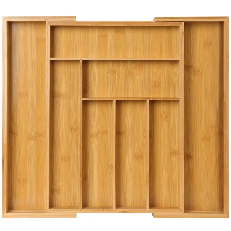 Prep & Savour Bamboo Expandable Drawer Organizer For Utensils Holder, Adjustable Cutlery Tray, Wood Drawer Dividers Organizer For Silverware, Flatware, Knives In Kitchen, Bedroom, Living Room | Wayfair