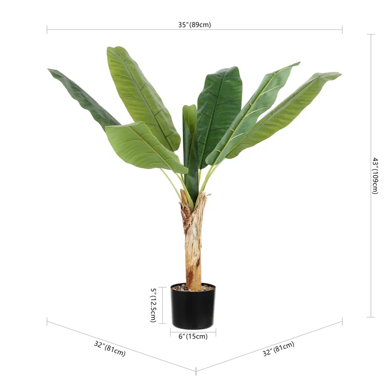 Primrue Faux Banana Leaf 40" Potted Tree
