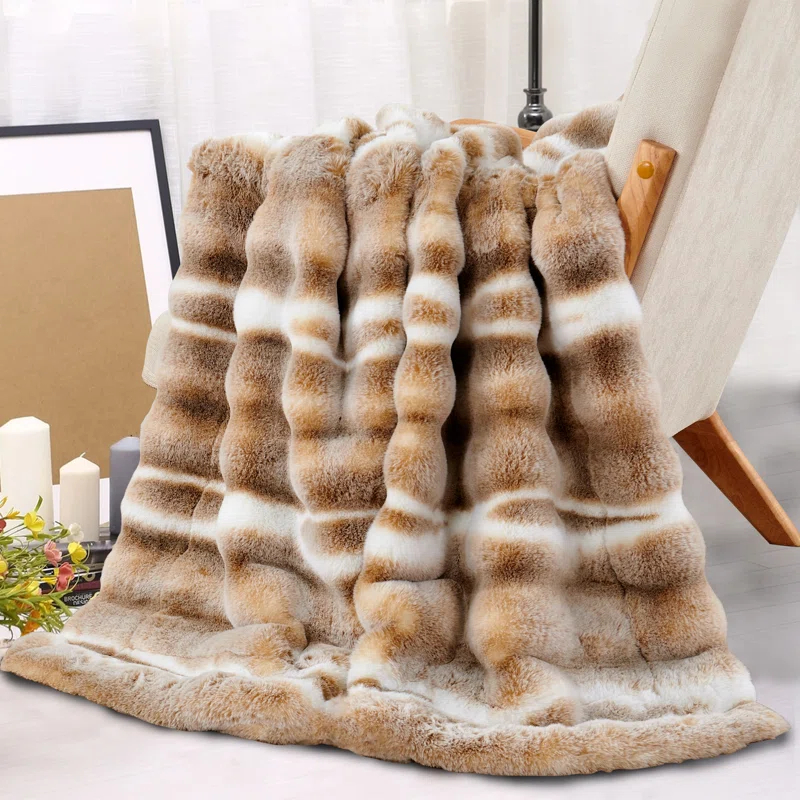 Home Soft Things Tip Dying Faux Fur Throw Blanket
