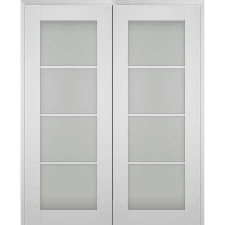 Belldinni Smart Pro 4 Lite Paneled Manufactured Wood and Frosted Glass Interior Double Prehung Door