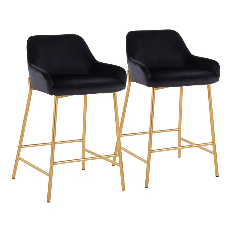 Willa Arlo™ Interiors Cassiopeia Upholstered Counter Stool with Metal Frame (Set of 2)