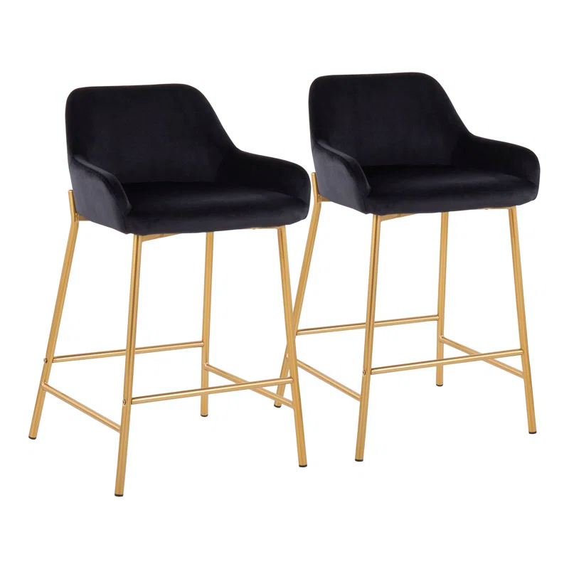 Willa Arlo™ Interiors Cassiopeia Upholstered Counter Stool with Metal Frame (Set of 2)