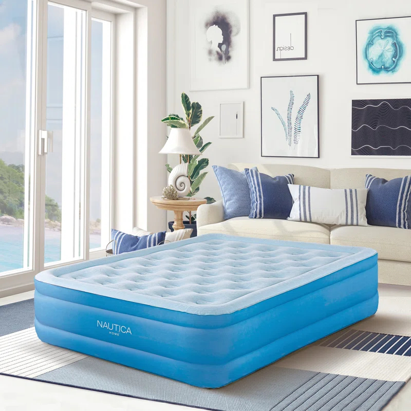 Nautica Nautica SupportAire Inflatable Air Mattress with Anti-Leak Built-in Pump, Puncture Resistant Vinyl