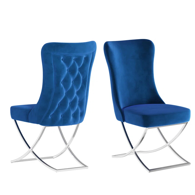 Orren Ellis Upholstered Modern Silver Legged Dining Chair, Set of 2 (Set of 2)