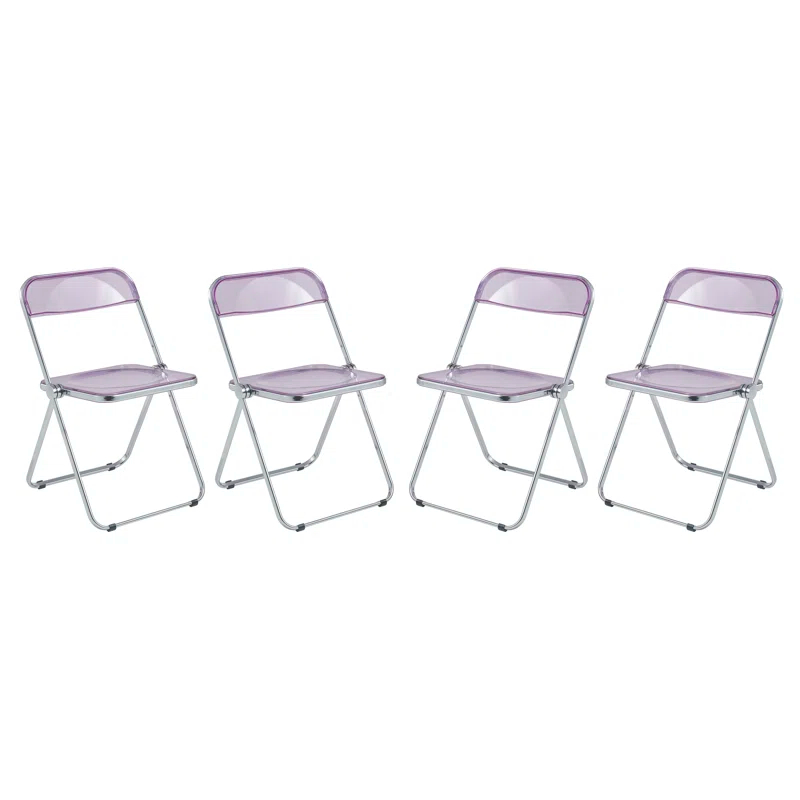 LeisureMod Lawrence Folding Chair Stackable Dining Accent Chair with Frame Kitchen Chair (Set of 4)