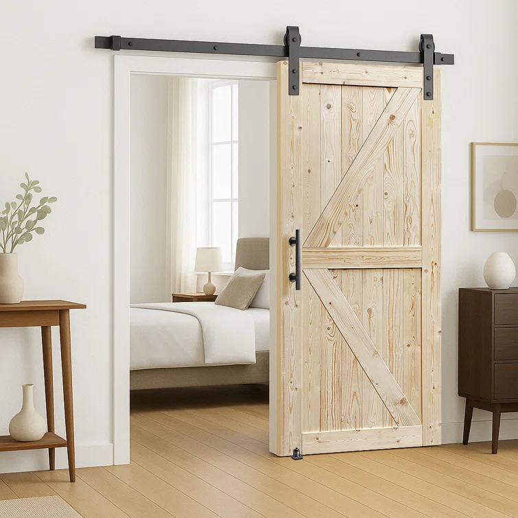 S&Z TOPHAND Barn Door, Unfinished British Brace Barn Door/Country Style/Solid Wood/Sliding Door/Durable