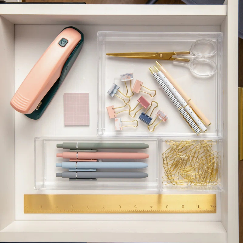 Thomas Martha Stewart 3 Stack and Slide Plastic Tray Office Desktop Organizer Set