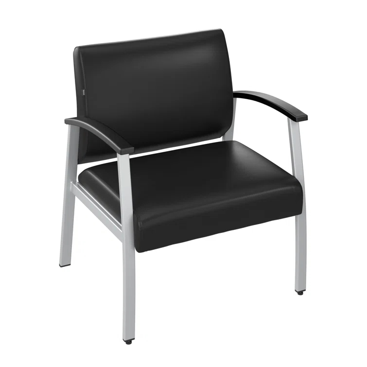 Bush Business Furniture Arrive Collection Vinyl Seat Waiting Room Bariatric Chair with Metal Frame and arms