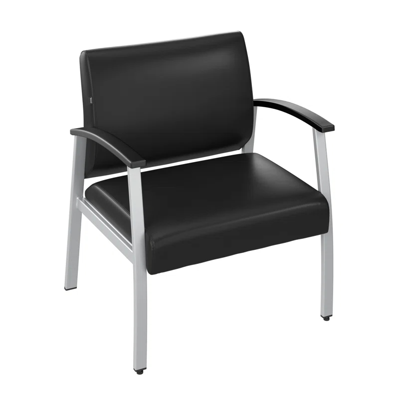 Bush Business Furniture Arrive Collection Vinyl Seat Waiting Room Bariatric Chair with Metal Frame and arms