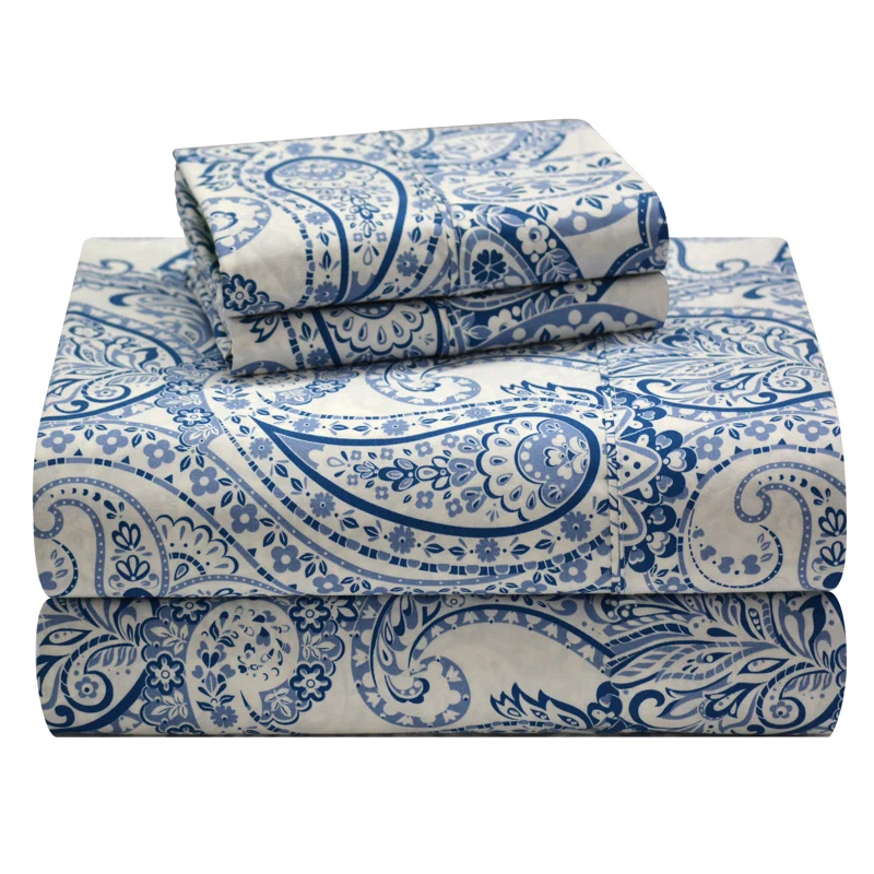 Pointehaven Boho Percale Paisley Sheet Set