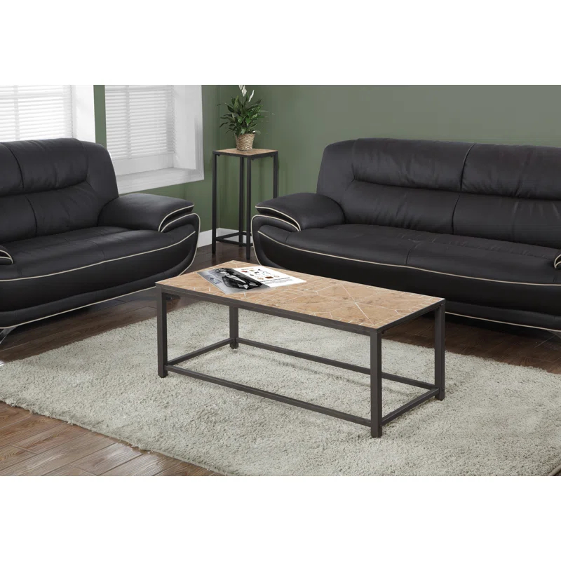 Wrought Studio™ Coffee Table, Accent, Cocktail, Rectangular, Living Room, 42" L, Metal, Tile