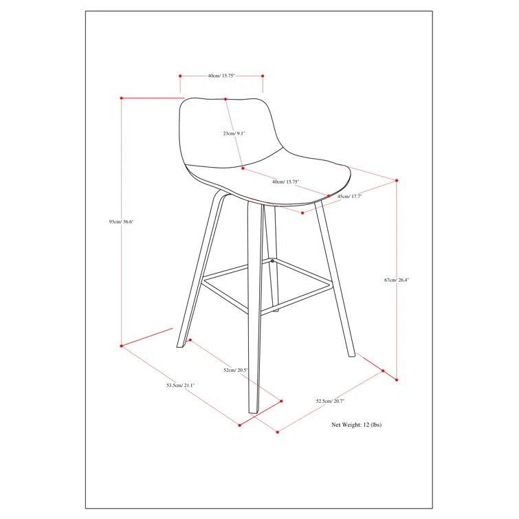 Simpli Home Randolph Upholstered Bentwood Mid-Century Modern Bar & Counter Stool with Chrome Footrest (Set of 2)
