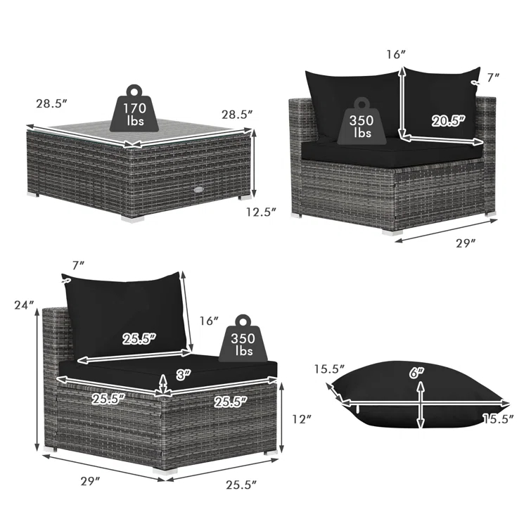 Costway 6 - Person Seating Group with Cushions & Reviews | Wayfair