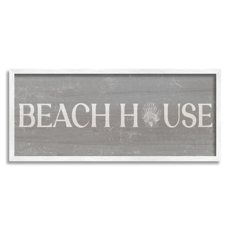 Stupell Industries " Beach House Vintage Sign Rustic Shell Design " by Daphne Polselli