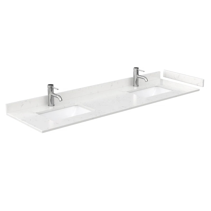 Wyndham Collection 72" Double Cultured Marble Bathroom Vanity Top with Sink