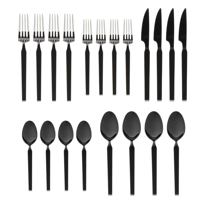 Godinger Silver Art Co Oliver Mirrored 18/10 Stainless Steel Flatware 20 Piece, Service For 4