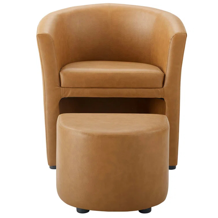 Modway Modway Divulge Modern Leatherette Armchair and Ottoman
