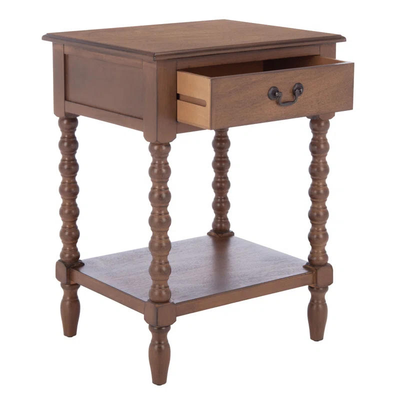 Dakota Fields Solid Wood Top End Table with Storage