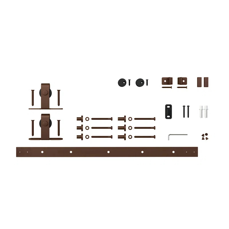 American Pro Decor Solid Steel Mini Sliding Rolling Barn Door Hardware Kit for Single Wood Doors
