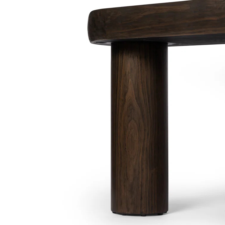 Sienna Brown Pine Oval Console Table with Rounded Edges