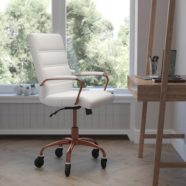 Flash Furniture Mid-Back Executive Swivel Office Chair with Arms, and Transparent Roller Wheels