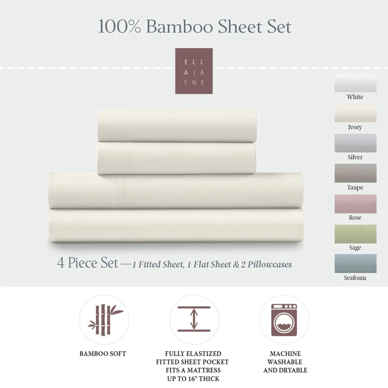 Ella Jayne Home Ella Jayne Bamboo 4-Piece Sheet Set